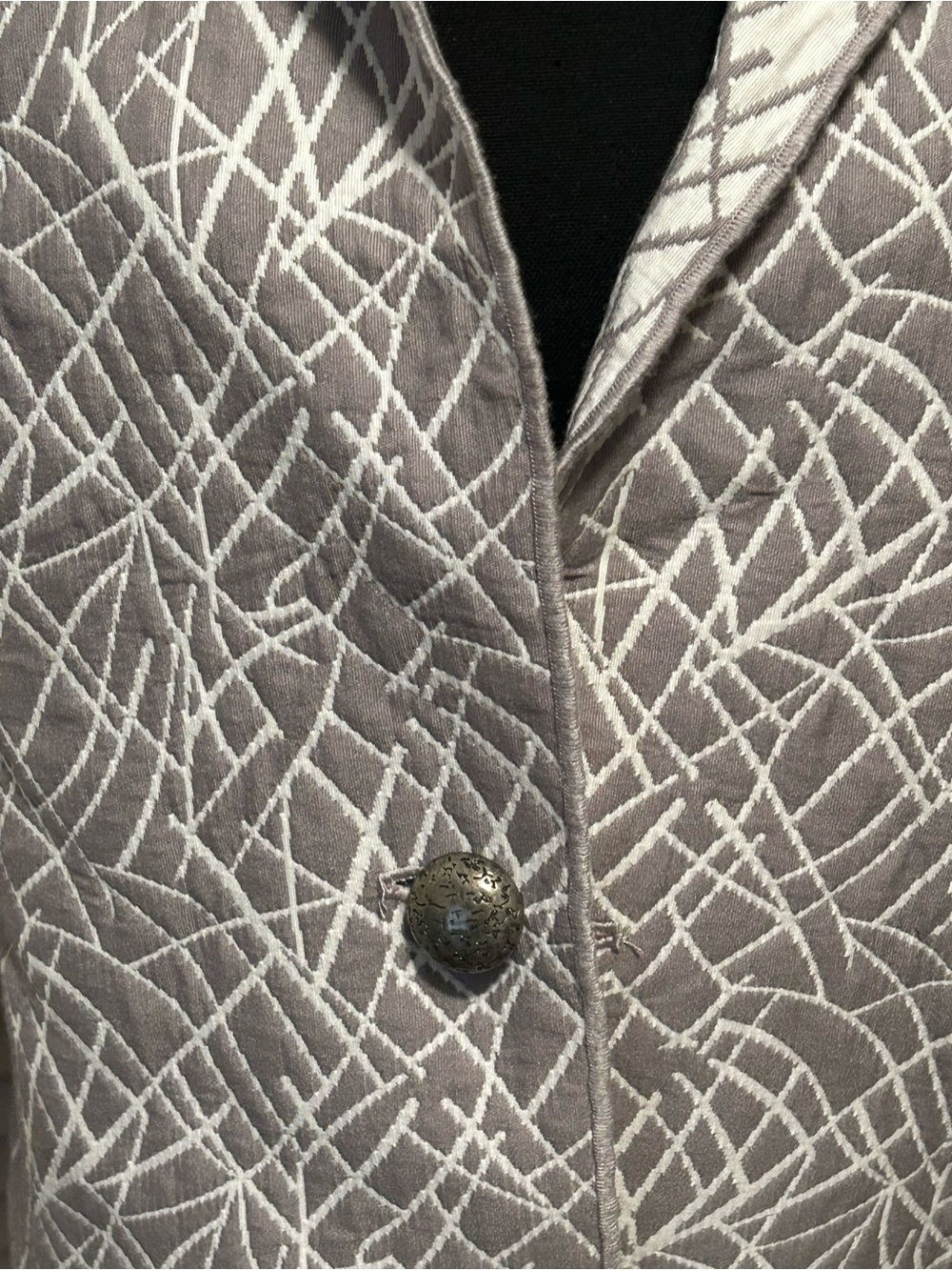 Women's Gray Abstract-Pattern Single-Button Blazer - Picture 2 of 8